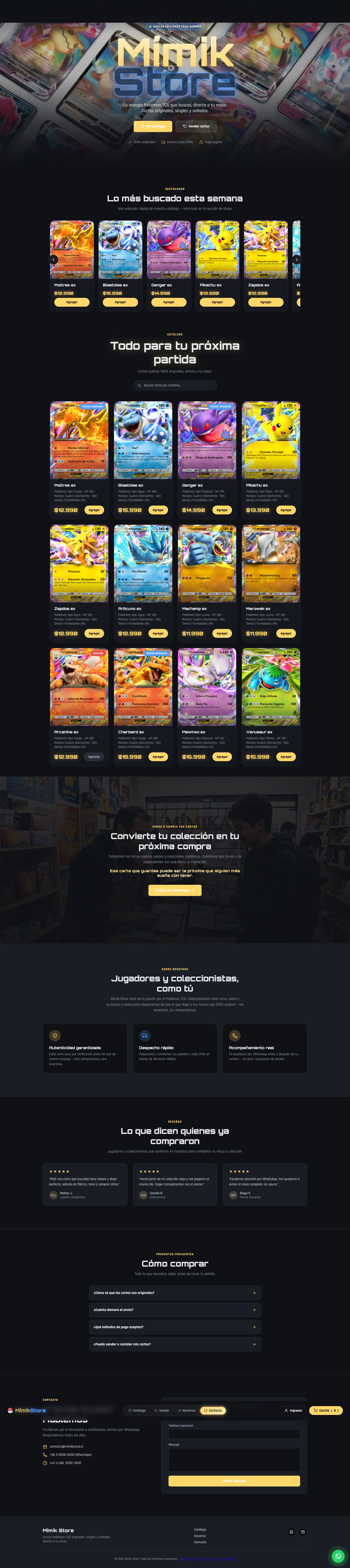 Mímik Store — Tienda Pokémon TCG, captura completa del sitio
