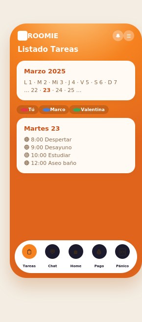 Listado de tareas de Roomie, versión corregida