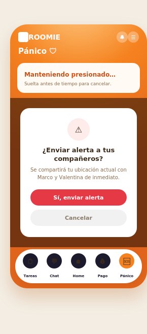 Modal de confirmación antes de enviar la alerta